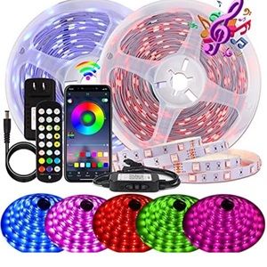 BIHRTC Led Strip Lights 60ft RGB Led Light Strip SMD 5050 Music Sync Color Ch...